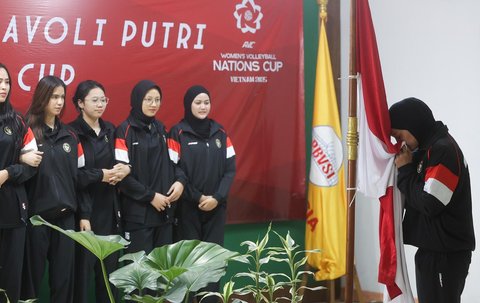 Pelepasan Timnas Voli Putri Indonesia untuk mengikuti ajang kejuaraan AVC Nations Cup 2025 di Padepokan Bola Voli Jenderal Polisi Kunarto, Sentul, Bogor, Rabu (04/06/2025).