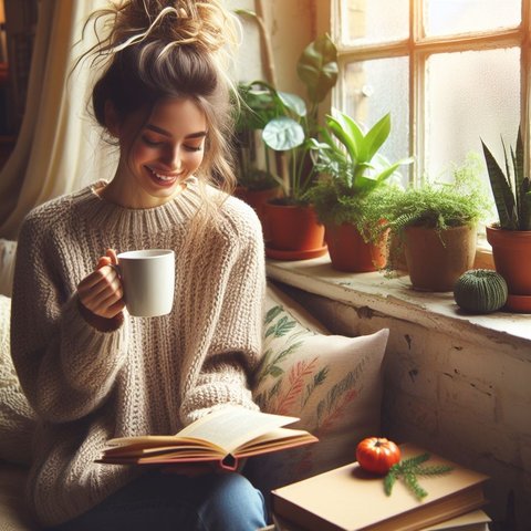 Ilustrasi Membaca Buku di Rumah