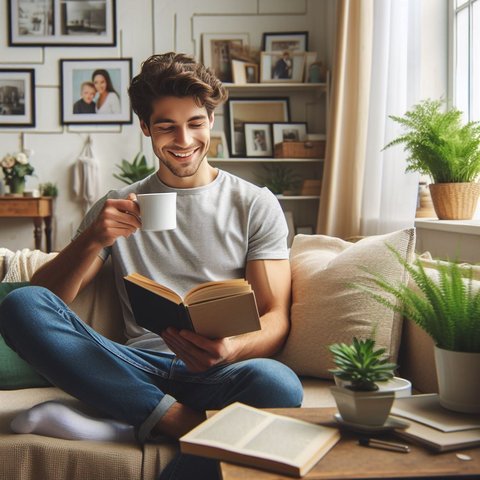 Ilustrasi Membaca Buku di Rumah