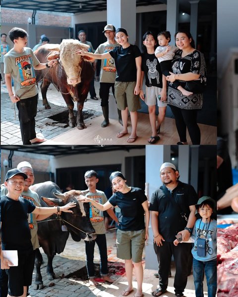 Potret Keseruan Ayu Ting Ting Ikut Cacah Daging Kurban Bareng Warga Depok, Santai Pakai Kaos dan Celana Pendek Sambil Bawa Pisau Sendiri