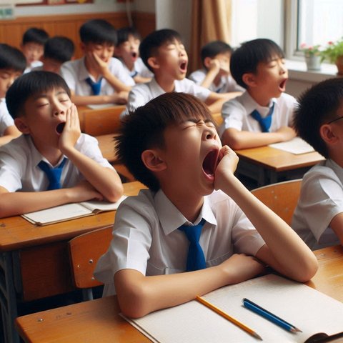 Ilustrasi Anak Sekolah mengantuk