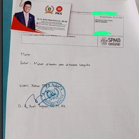memo pimpinan DPRD Banten