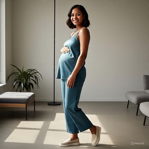 model sepatu untuk ibu hamil (ilustrasi by Meta AI)