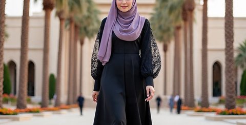 Ilustrasi Gamis Syar&amp;amp;amp;amp;#039;i Kekinian