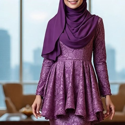 Ilustrasi Gamis Brokat Kombinasi Batik Terbaru