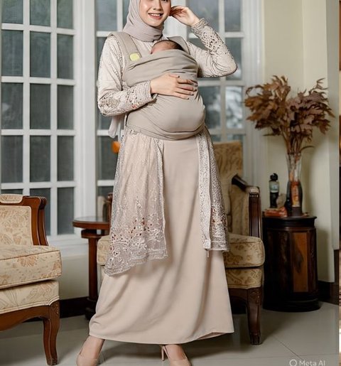 Ilustrasi Outer Brokat untuk Gamis