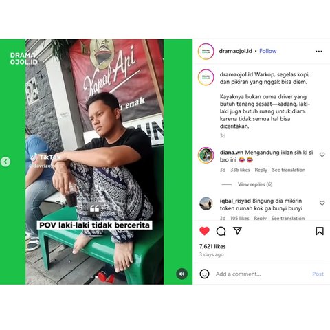 Screenshot unggahan instagram dramaojol.id