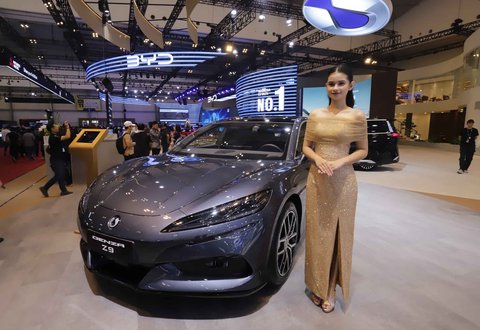 Salah satu stand di Gaikindo Indonesia International Auto Show (GIIAS) 2025 di ICE BSD, Tangerang, Rabu (23/07/2025).