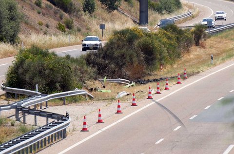 Lokasi kecelakaan tempat penyerang Liverpool Diogo Jota dan saudaranya Andre Felipe meninggal dalam kecelakaan mobil di dekat Cernadilla, provinsi Zamora, di Spanyol, (03/07/2025).