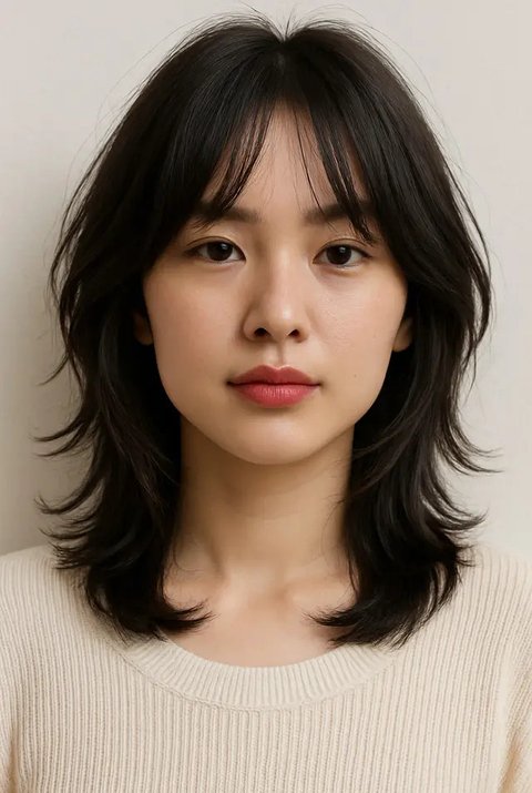 Model Rambut Poni Belah Tengah