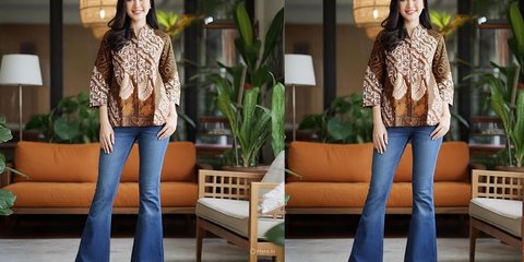 Ilustrasi Baju Batik dan Celana High Waist