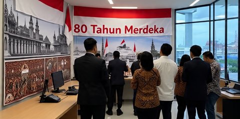 Ilustrasi Dekorasi 17 Agustus di Kantor