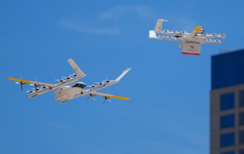 Drone pengantar barang di Frisco, Texas, AS ,Kamis (31/07/2025).