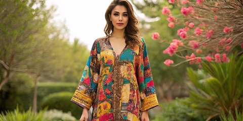 Ilustrasi Model Tunik Batik Lengan Kelelawar