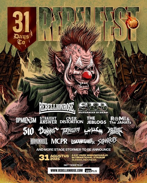 YK Rebelfest 2025, 17 Band Siap Turun Panggung dan Goncangkan Yogyakarta di Stadion Maguwoharjo