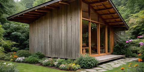 Ilustrasi Desain Rumah Kecil dari Kayu dan Bambu
