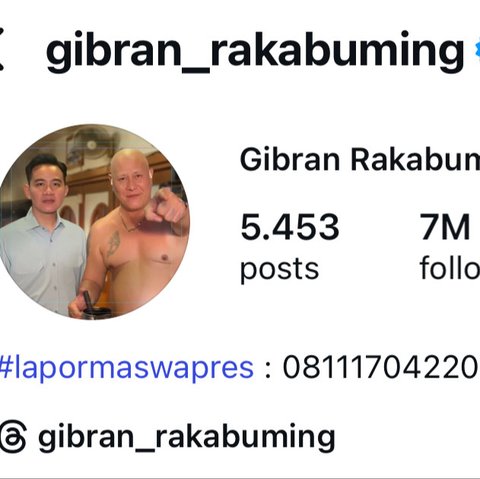 Gibran Kejutkan Publik, Foto Profil Instagram Kini Bareng Pria Botak Bertato