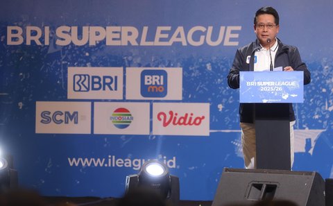 Direktur Utama BRI, Hery Gunardi saat peluncuran BRI Super League 2025--2026 di  SCTV Tower, Jakarta, Minggu (03/08/2025).