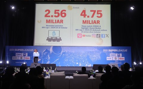 Direktur SCM, Harsiwi Achmad saat peluncuran BRI Super League 2025--2026 di  SCTV Tower, Jakarta, Minggu (03/08/2025).