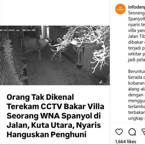 Terekam CCTV, Aksi Orang Tak Dikenal Nyalakan Api Hendak Bakar Vila yang Dihuni WN Spanyol
