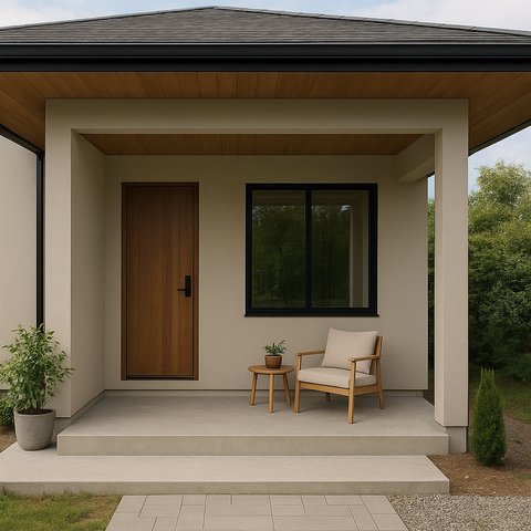 Teras Gaya Modern dengan Overstek Minimalis