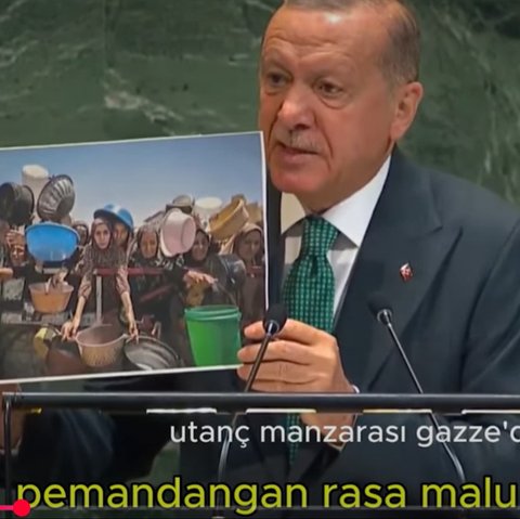 Erdogan tunjukkan foto rakyat Palestina sengsara di sidang PBB