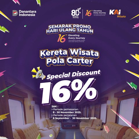 Kabar Gembira, Banyak Promo dan Diskon di HUT ke-16 KAI Wisata