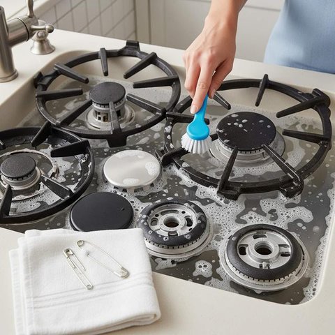 Cara Membersihkan Kerak di Kompor Gas. Foto: Gemini