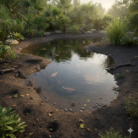 Desain Kolam Ikan yang Terlihat Aman Ini Justru Menarik Ular (Foto: Reve Art AI)