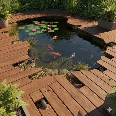 Desain Kolam Ikan yang Terlihat Aman Ini Justru Menarik Ular (Foto: Reve Art AI)