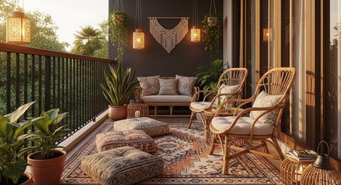 8 Model Balkon Rumah ala Kafe, Nyaman untuk Santai Sore dan Estetik untuk Hunian Modern (Foto: Gemini AI)