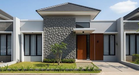 Model Batu Alam Depan Rumah Minimalis/ Ilustrasi AI