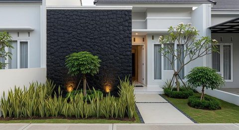 Model Batu Alam Depan Rumah Minimalis/ Ilustrasi AI