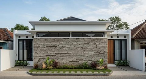 Model Batu Alam Depan Rumah Minimalis/ Ilustrasi AI