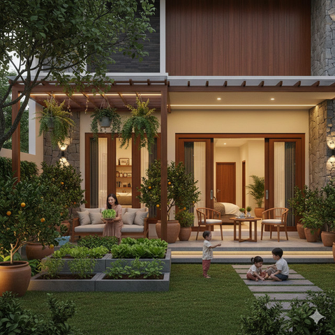 Desain Rumah Urban Farming (created by AI)