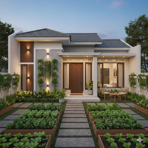 Desain Rumah Urban Farming (created by AI)