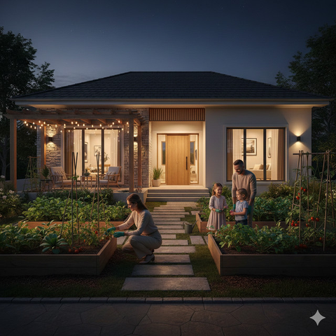 Desain Rumah Urban Farming (created by AI)