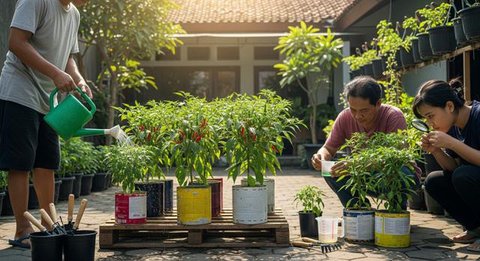 7 Cara Menanam Cabai di Kaleng Cat Bekas, Mudah dan Hemat Lahan (Foto: Gemini AI)