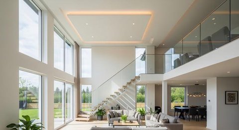 Desain Rumah Mini Modern dengan Mezzanine/AI