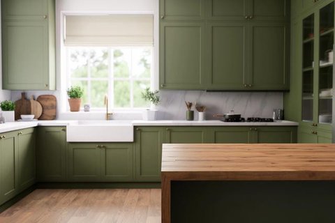 Granit warna hijauu emerald untuk kesann mewah (Gemini AI)