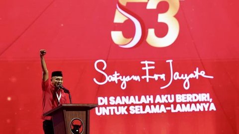 Ketua DPD PDI Perjuangan Provinsi Aceh, Jamaluddin Idham saat membacakan hasil Rakernas I di Beach City International Stadium (BCIS) Jakarta. (Dok: PDIP)