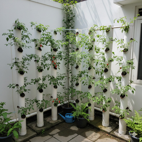 Model Kebun Cabai Rawit Sistem Vertikal (created by AI)
