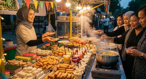 Aneka makanan dan minumam untuk berbuka puasa atau takjil dijajakan di kawasan Bendungan Hilir atau Benhil, Jakarta, Senin (6/5/2019). Kawasan Benhil menjadi tempat warga dan pekerja kantoran