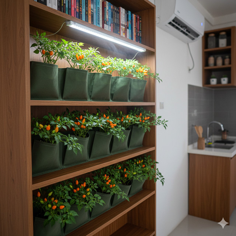 Ide Kebun Cabai Indoor Sederhana (foto: AI)