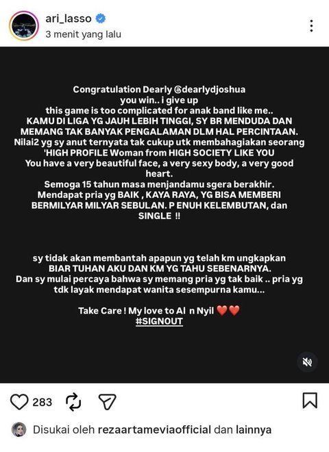 Ari Lasso. (Foto: Dok. Instagram @ari_lasso)