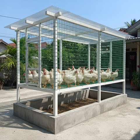 Desain Kandang Ayam Baja Ringan. AI