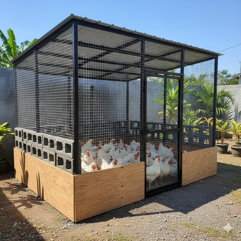 Desain Kandang Ayam Baja Ringan. AI