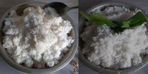 Kelapa parut disimpan di wadah kedap udara (YouTube/Campur MiTa)