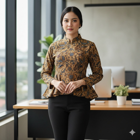 Model Atasan Batik Berkerah untuk Wanita Karir (created by AI)