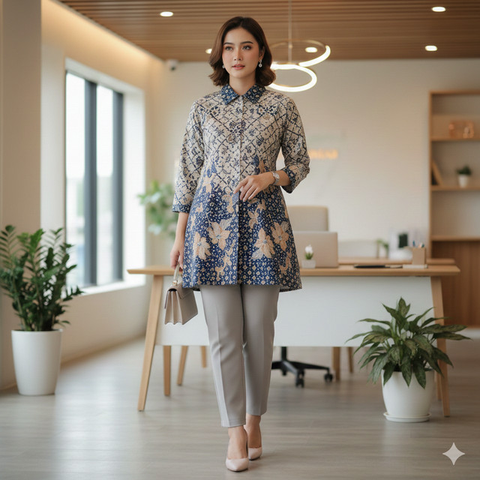 Model Atasan Batik Berkerah untuk Wanita Karir (created by AI)